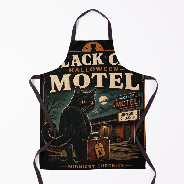 Item preview, BLACK CAT HALLOWEEN MOTEL Midnight Check-In Halloween Vintage Screen Print designed and sold by KristenosNehk.