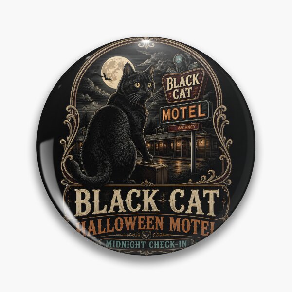 Item preview, BLACK CAT HALLOWEEN MOTEL Midnight Check-In Halloween Gothic Engraving designed and sold by KristenosNehk.