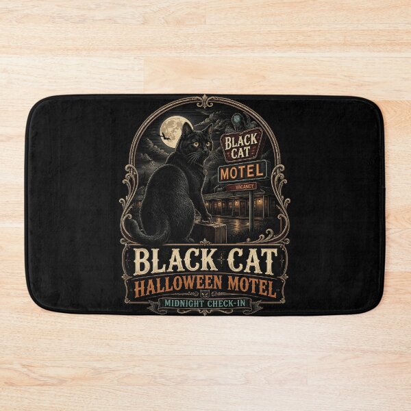 Item preview, BLACK CAT HALLOWEEN MOTEL Midnight Check-In Halloween Gothic Engraving designed and sold by KristenosNehk.