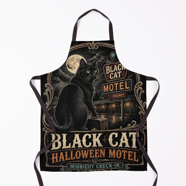 Item preview, BLACK CAT HALLOWEEN MOTEL Midnight Check-In Halloween Gothic Engraving designed and sold by KristenosNehk.