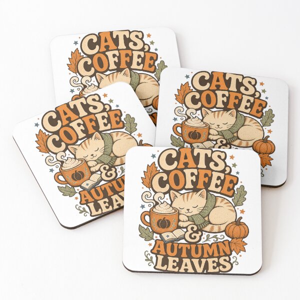 Item preview, Cats Coffee & Autumn Leaves Cozy Fall designed and sold by Zenith Design.