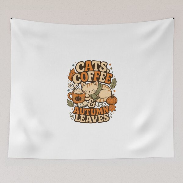 Item preview, Cats Coffee & Autumn Leaves Cozy Fall designed and sold by Zenith Design.