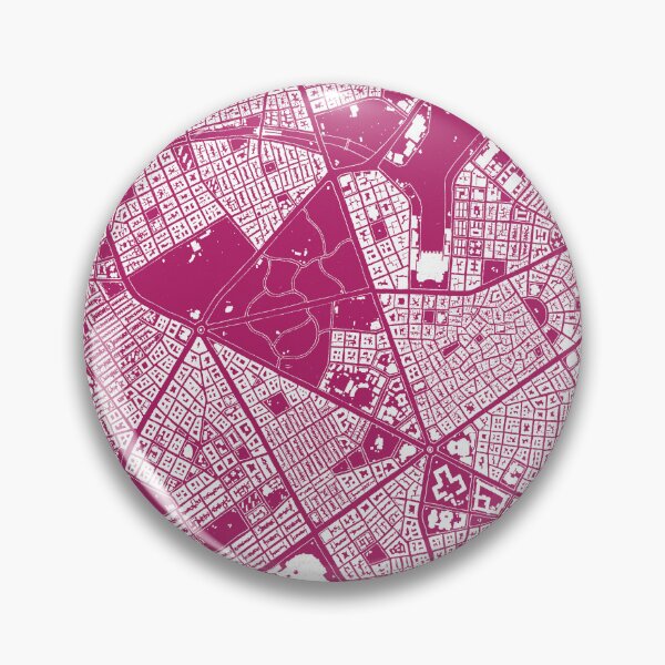 Artikelvorschau, Handgezeichnete Stadtkarte, weiß auf magenta entworfen und verkauft von The Imperfect City.