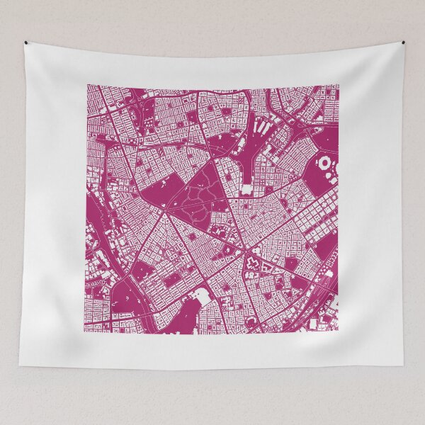 Item preview, Hand drawn city map white on magenta designed and sold by The Imperfect City.