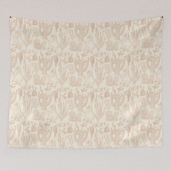 Item preview, Western Cactoile in Cream + Beige designed and sold by YesterdayColl.