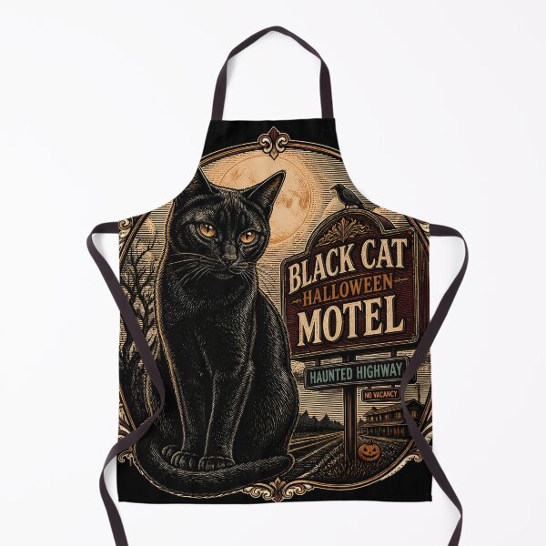 Item preview, BLACK CAT HALLOWEEN MOTEL Haunted Highway Halloween Gothic Engraving designed and sold by KristenosNehk.