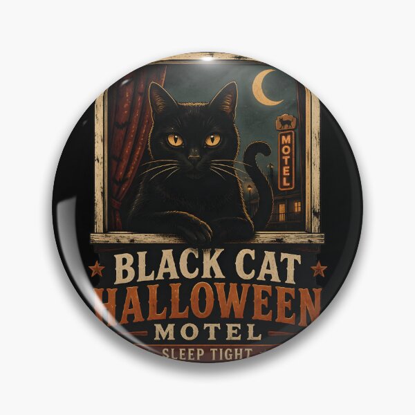 Item preview, BLACK CAT HALLOWEEN MOTEL Sleep Tight Halloween Vintage Screen Print designed and sold by KristenosNehk.