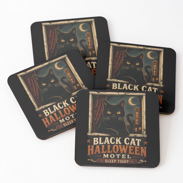 Item preview, BLACK CAT HALLOWEEN MOTEL Sleep Tight Halloween Vintage Screen Print designed and sold by KristenosNehk.