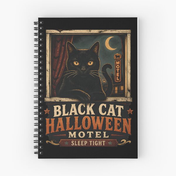 Item preview, BLACK CAT HALLOWEEN MOTEL Sleep Tight Halloween Vintage Screen Print designed and sold by KristenosNehk.