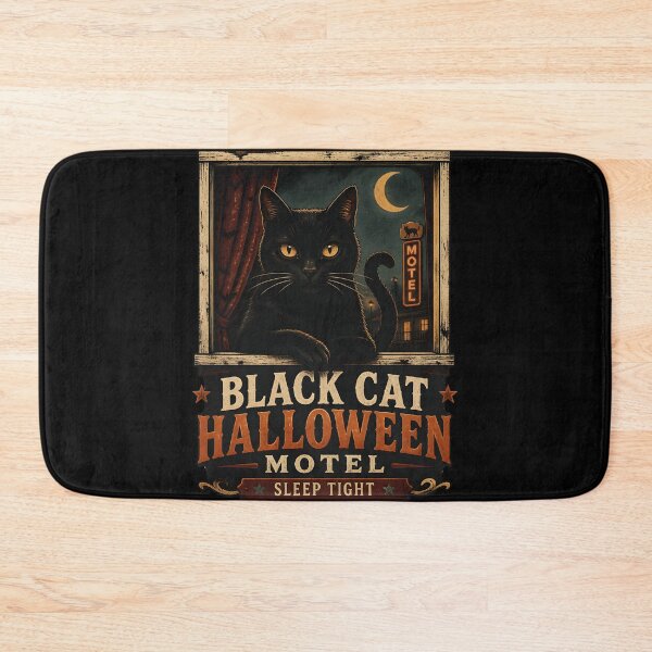 Item preview, BLACK CAT HALLOWEEN MOTEL Sleep Tight Halloween Vintage Screen Print designed and sold by KristenosNehk.