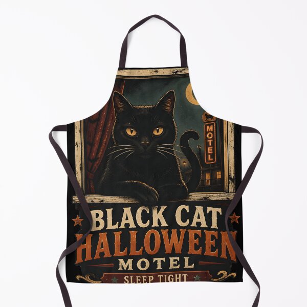 Item preview, BLACK CAT HALLOWEEN MOTEL Sleep Tight Halloween Vintage Screen Print designed and sold by KristenosNehk.