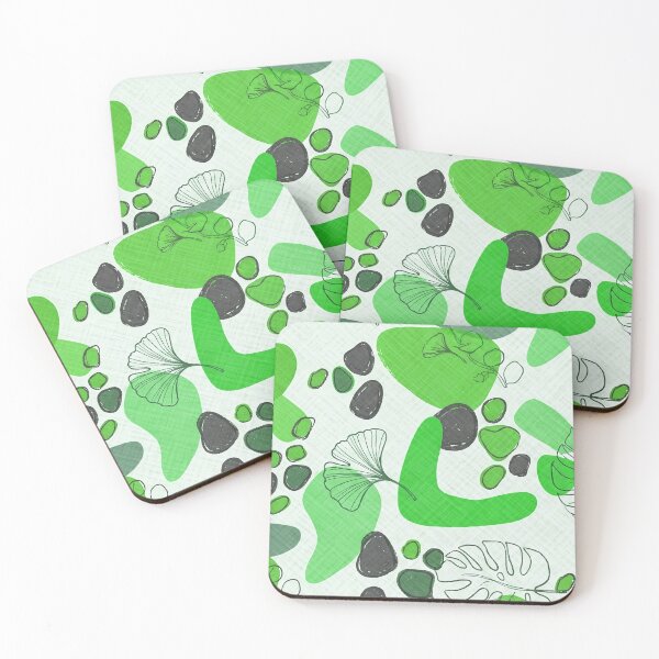 Item preview, Green Abstract Shapes and Ginkgo Leaves Pattern designed and sold by SassyArtistry.