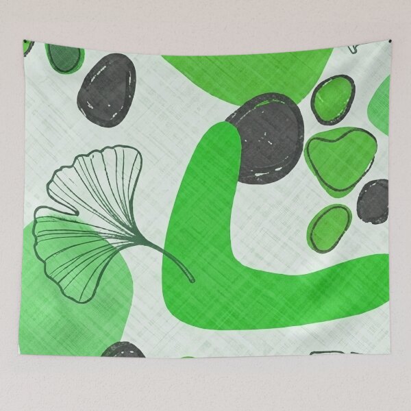 Item preview, Green Abstract Shapes and Ginkgo Leaves Pattern designed and sold by SassyArtistry.