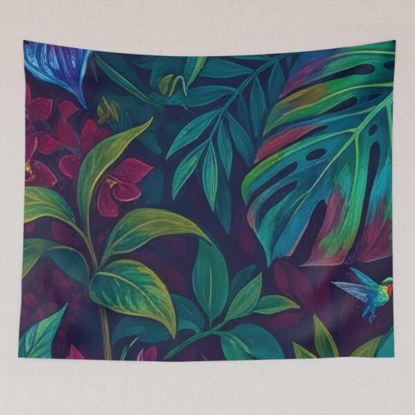 Item preview, Neon Tropical Jungle Monstera and Toucan Pattern designed and sold by SassyArtistry.