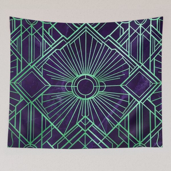 Item preview, Neon Green Art Deco Geometric Pattern designed and sold by SassyArtistry.