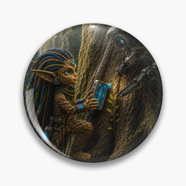 Item preview, Cyberpunk Elf Repairing an Ancient Tree designed and sold by JUTElCONIC.