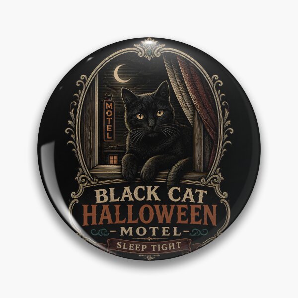 Item preview, BLACK CAT HALLOWEEN MOTEL Sleep Tight Halloween Gothic Engraving designed and sold by KristenosNehk.