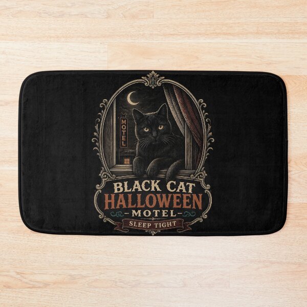 Item preview, BLACK CAT HALLOWEEN MOTEL Sleep Tight Halloween Gothic Engraving designed and sold by KristenosNehk.