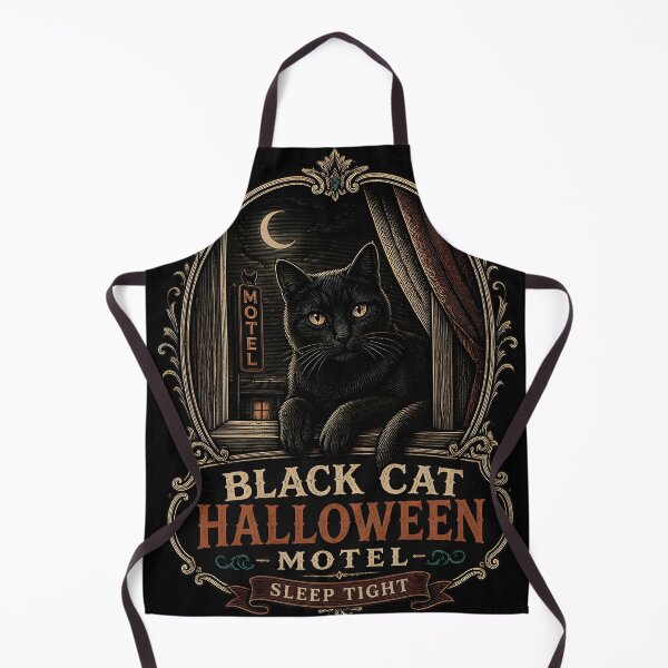 Item preview, BLACK CAT HALLOWEEN MOTEL Sleep Tight Halloween Gothic Engraving designed and sold by KristenosNehk.
