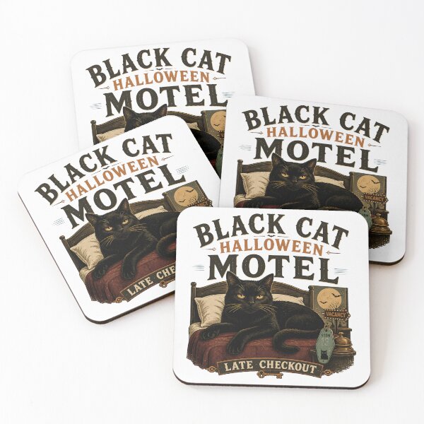 Item preview, BLACK CAT HALLOWEEN MOTEL Late Checkout Halloween Vintage Screen Print designed and sold by KristenosNehk.