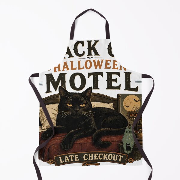 Item preview, BLACK CAT HALLOWEEN MOTEL Late Checkout Halloween Vintage Screen Print designed and sold by KristenosNehk.