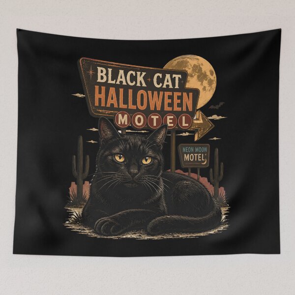 Item preview, BLACK CAT HALLOWEEN MOTEL Late Checkout Halloween Gothic Engraving designed and sold by KristenosNehk.