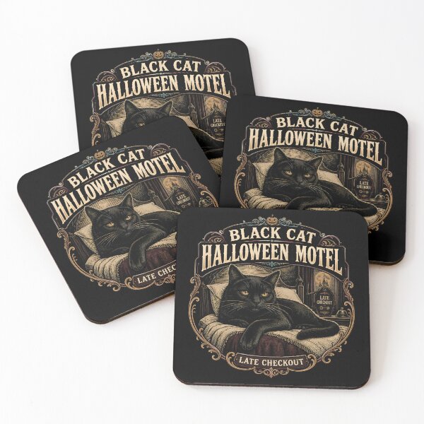Item preview, BLACK CAT HALLOWEEN MOTEL Neon Moon Motel Halloween Vintage Screen Print designed and sold by KristenosNehk.