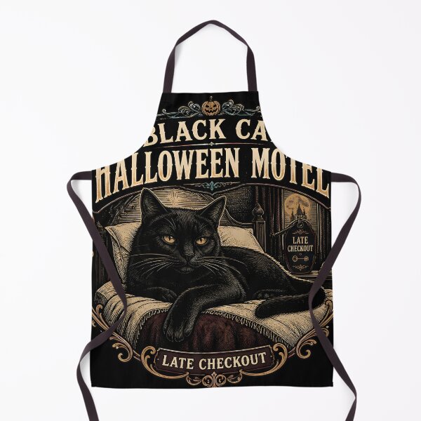 Item preview, BLACK CAT HALLOWEEN MOTEL Neon Moon Motel Halloween Vintage Screen Print designed and sold by KristenosNehk.