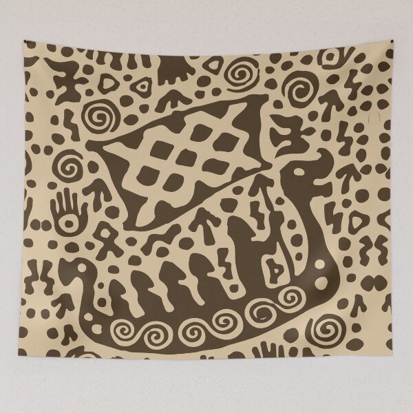 Item preview, Tribal Petroglyph Turtle Mandala Pattern designed and sold by RamyGallery.