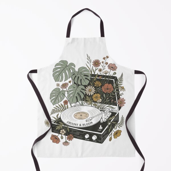 Item preview, Groove and Bloom Vintage Vinyl Record Player Botanical Art designed and sold by VibeTherapyArt.
