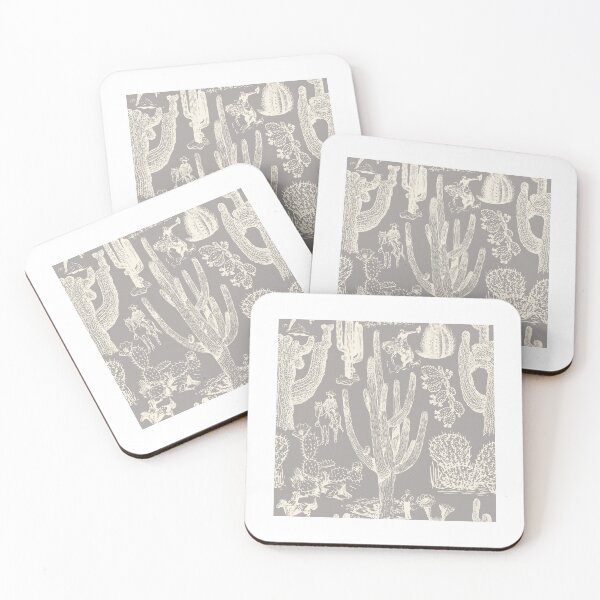 Item preview, Western Cactoile in Light Gray + Cream designed and sold by YesterdayColl.
