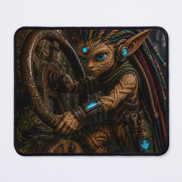Item preview, Cyberpunk Elf Repairing a Water Wheel designed and sold by JUTElCONIC.