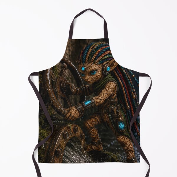 Item preview, Cyberpunk Elf Repairing a Water Wheel designed and sold by JUTElCONIC.