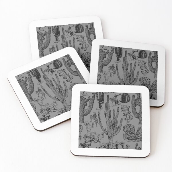 Item preview, Western Cactoile in Medium Gray + Black designed and sold by YesterdayColl.