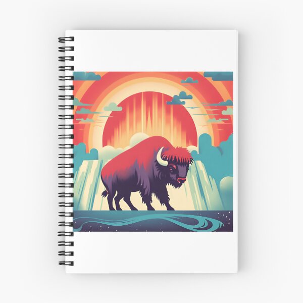 Item preview, Majestic Buffalo At The Waterfall Nature Landscape Art | Wild Bison Scenic Wilderness Illustration | ⭐⭐⭐⭐⭐ designed and sold by Yogesh Kapoor.