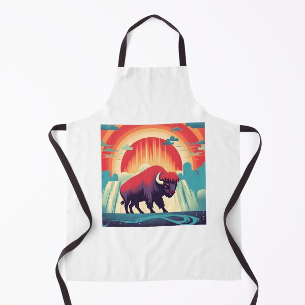 Item preview, Majestic Buffalo At The Waterfall Nature Landscape Art | Wild Bison Scenic Wilderness Illustration | ⭐⭐⭐⭐⭐ designed and sold by Yogesh Kapoor.
