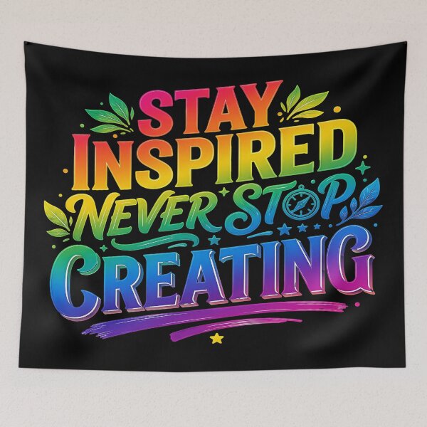 Item preview, Stay Inspired Never Stop Creating Colorful Motivational Typography  designed and sold by MAJCO-ART.