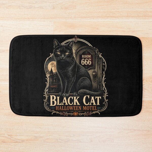 Item preview, BLACK CAT HALLOWEEN MOTEL Room 666 Halloween Gothic Engraving designed and sold by KristenosNehk.