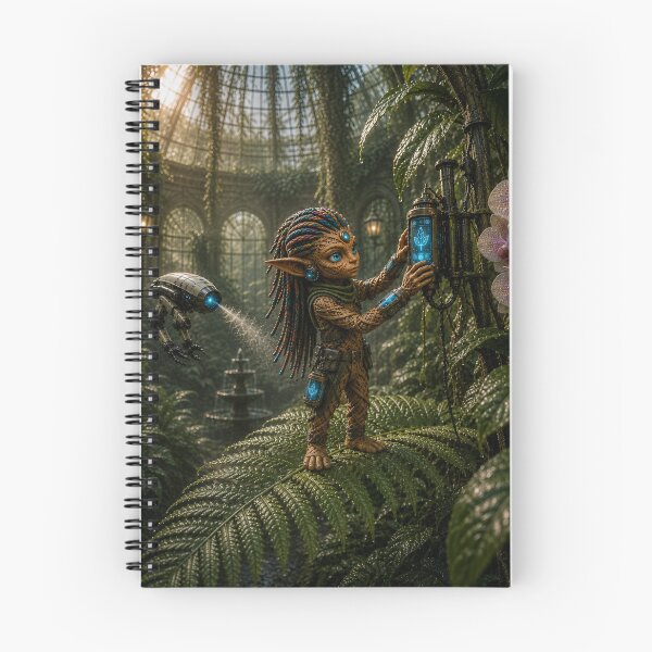 Item preview, Cyberpunk Elf Tending Greenhouse Plants designed and sold by JUTElCONIC.