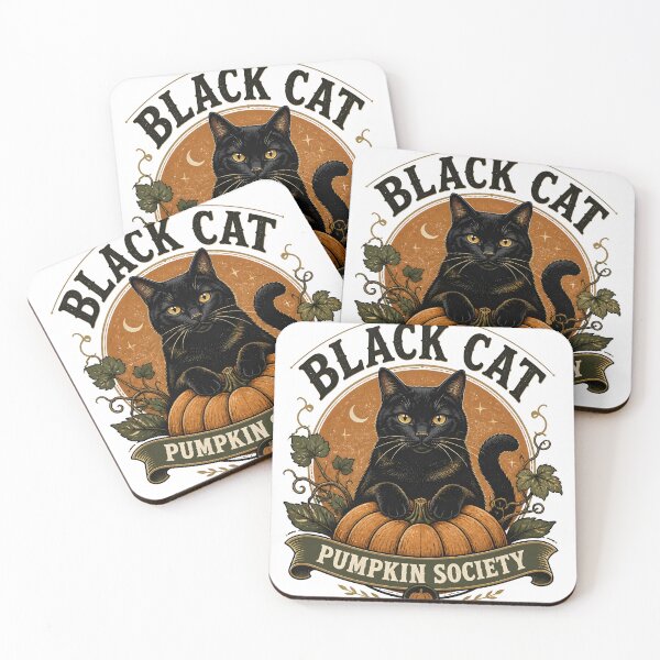Item preview, BLACK CAT PUMPKIN SOCIETY Pumpkin Society Halloween Vintage Screen Print designed and sold by OliviaHayesArt.