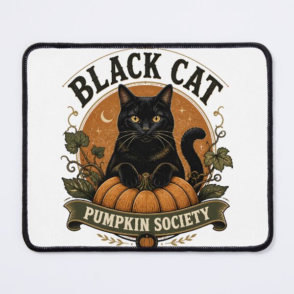 Item preview, BLACK CAT PUMPKIN SOCIETY Pumpkin Society Halloween Vintage Screen Print designed and sold by OliviaHayesArt.