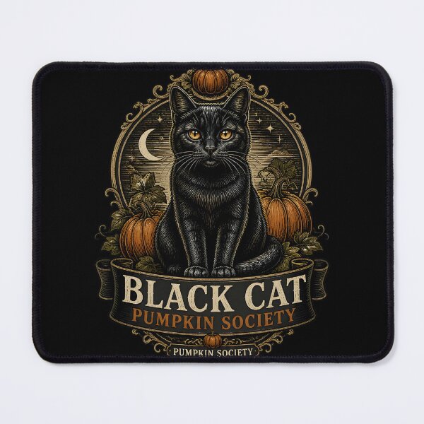 Item preview, BLACK CAT PUMPKIN SOCIETY Pumpkin Society Halloween Gothic Engraving designed and sold by OliviaHayesArt.