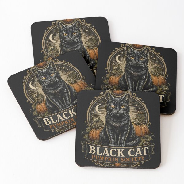 Item preview, BLACK CAT PUMPKIN SOCIETY Pumpkin Society Halloween Gothic Engraving designed and sold by OliviaHayesArt.