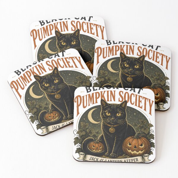 Item preview, BLACK CAT PUMPKIN SOCIETY Jack-o'-Lantern Keeper Halloween Vintage Screen Print designed and sold by OliviaHayesArt.