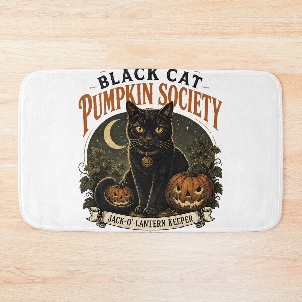 Item preview, BLACK CAT PUMPKIN SOCIETY Jack-o'-Lantern Keeper Halloween Vintage Screen Print designed and sold by OliviaHayesArt.