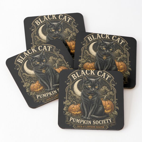 Item preview, BLACK CAT PUMPKIN SOCIETY Jack-o'-Lantern Keeper Halloween Gothic Engraving designed and sold by OliviaHayesArt.