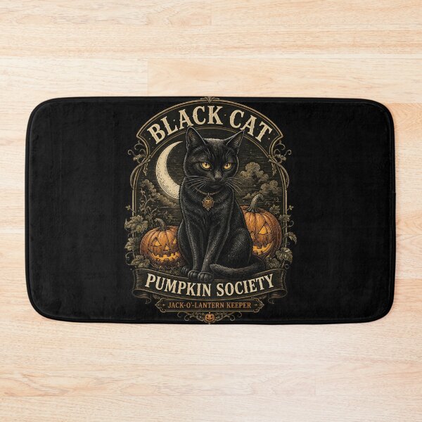 Item preview, BLACK CAT PUMPKIN SOCIETY Jack-o'-Lantern Keeper Halloween Gothic Engraving designed and sold by OliviaHayesArt.