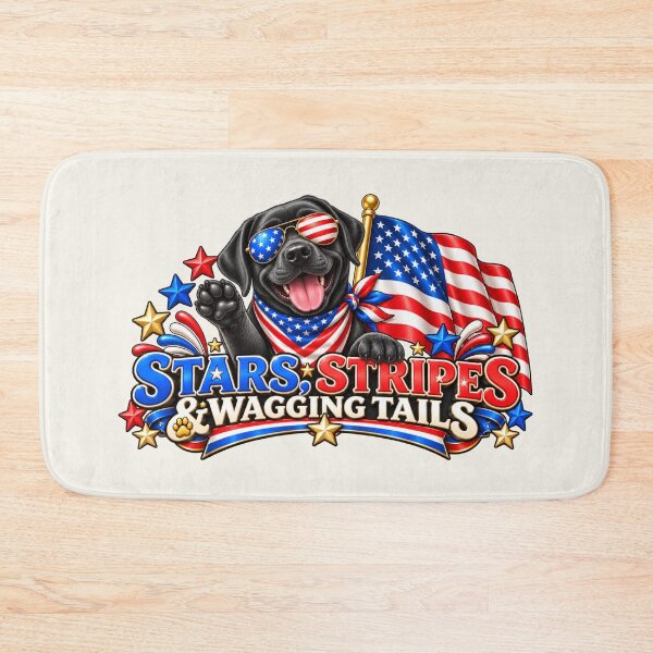 Item preview, Stars Stripes & Wagging Tails – Patriotic Black Lab designed and sold by HO•Designs.