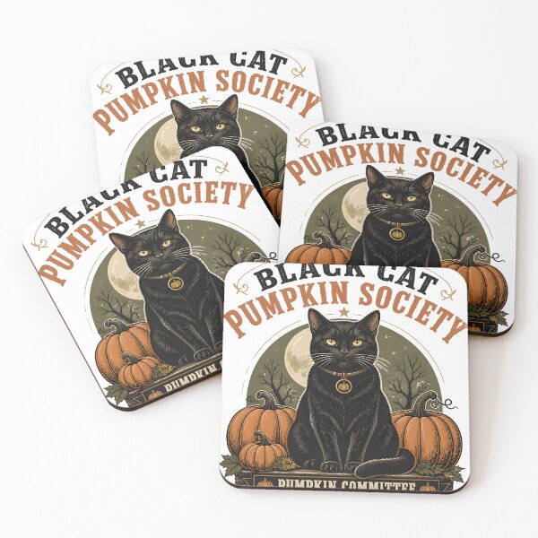 Item preview, BLACK CAT PUMPKIN SOCIETY Pumpkin Committee Halloween Vintage Screen Print designed and sold by OliviaHayesArt.