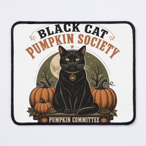 Item preview, BLACK CAT PUMPKIN SOCIETY Pumpkin Committee Halloween Vintage Screen Print designed and sold by OliviaHayesArt.